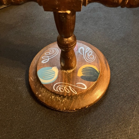 Vintage Hand Painted Wood Folk Art Tabletop Vanity Mirror Boho Decor - Picture 3 of 4